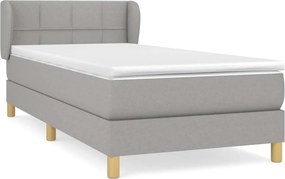vidaXL Κρεβάτι Boxspring με Στρώμα Ανοιχτό Γκρι 90x190 εκ. Υφασμάτινο