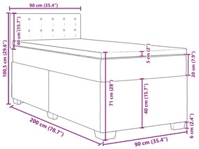 Κρεβάτι Boxspring με Στρώμα Μπλε 90x200 εκ.Υφασμάτινο - Μπλε