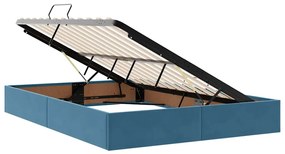 vidaXL Κρεβάτι με αποθηκευτικό χώρο και LED Σκούρο Μπλε 140 x 190 cm