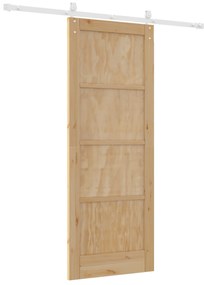 vidaXL Συρόμενη Πόρτα με Σετ Εξαρτημάτων 78x202 εκ. Μασίφ Ξύλο Πεύκου