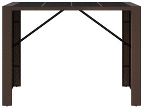 Τραπέζι Μπαρ με Γυάλ. Επιφάνεια Καφέ 145x80x110 εκ. Συνθ. Ρατάν - Καφέ