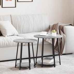 vidaXL Τραπεζάκι 2 τμχ Γκρι Σομα και Μέταλλο