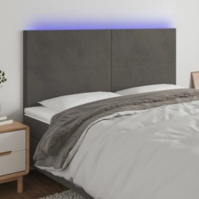 Κεφαλάρι Κρεβατιού LED Σκούρο Γκρι 160x5x118/128 εκ. Βελούδινο 3122199