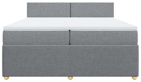 Κρεβάτι Boxspring με Στρώμα Ανοιχτό Γκρι 200x200 εκ. Υφασμάτινο - Γκρι