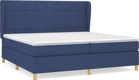 vidaXL Κρεβάτι Boxspring με Στρώμα Μπλε 200x200 εκ. Υφασμάτινο