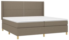 vidaXL Κρεβάτι Boxspring με Στρώμα &amp; LED Taupe 200x200 εκ. Υφασμάτινο