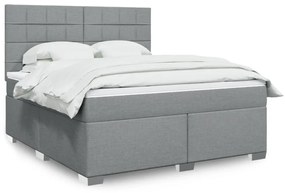 Κρεβάτι Boxspring με Στρώμα Ανοιχτό Γκρι 180x200 εκ. Υφασμάτινο