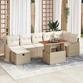vidaXL Σετ Καναπέ Κήπου 8 pcs Μπεζ συνθετικό ρατάν