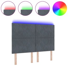 vidaXL LED Κεφαλάρι σε σχέδιο διαμαντιών, γκρι σκούρο, 144 εκ, βελούδο
