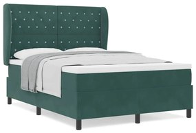vidaXL Κρεβάτι με ελατήρια Σκούρο πράσινο 140 x 200 cm Βελούδο