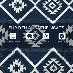 Outsunny Υπαίθριο Χαλί Χαλί Βεράντας, Ανθεκτικό στις Καιρικές Συνθήκες, Μοντέρνο Σχέδιο, 182 cm x 274 cm x 0,3 cm, Μαύρο + Λευκό