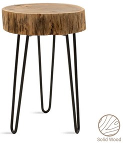 Βοηθητικό τραπέζι σαλονιού Tripp pakoworld μασίφ ξύλο 6,5-7εκ καρυδί-πόδι μαύρο 32x30x47εκ Model: 113-000010