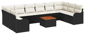 vidaXL Σετ Καναπέ Κήπου 11 pcs Μαύρος, λευκός