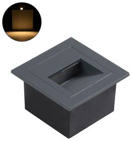 GloboStar STEP-MINA 90627 Χωνευτό Φωτιστικό Σκαλοπατιού - Διαδρόμου LED 3W 330lm 30° DC 24V Αδιάβροχο IP65 Μ8.3 x Π8.3 x Υ5cm Θερμό Λευκό 2700K - Γκρι Ανθρακί - 3 Years Warranty - 90627
