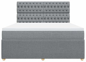vidaXL Κρεβάτι Boxspring με Στρώμα Ανοιχτό Γκρι 180x200 εκ. Υφασμάτινο