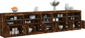 vidaXL Μπουφές με LED Καπνιστή Δρυς 283 x 37 x 67 εκ.