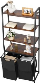 VEVOR 4 Tiers Laundry Sorter Tall Laundry Hamper with Shelves &amp; Hooks 2 Section