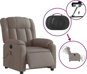 vidaXL Πολυθρόνα Μασάζ Ηλεκτρική Ανακλινόμενη Taupe Υφασμάτινη