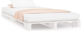 vidaXL Κρεβάτι Παλέτες Λευκό 90x190 Μασίφ Ξύλο Πεύκου Single