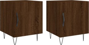 vidaXL Κομοδίνα 2 τεμ. Καφέ Δρυς 40 x 40 x 50 εκ. από Επεξεργ. Ξύλο