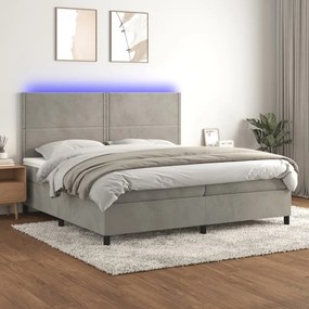 ΚΡΕΒΑΤΙ BOXSPRING ΜΕ ΣΤΡΩΜΑ &amp; LED ΑΝ.ΓΚΡΙ 200X200 ΕΚ. ΒΕΛΟΥΔΙΝΟ 3136083