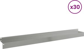 vidaXL Περίγραμμα γκαζόν 30 τμχ. 100 x 10 x 8 εκ Ατσάλι Ασημί