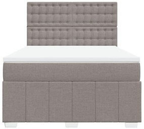 vidaXL Κρεβάτι Boxspring με Στρώμα Taupe 140x200 εκ. Υφασμάτινο