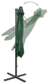 Ομπρέλα Κρεμαστή με Ιστό και LED Πράσινη 250 εκ. - Πράσινο