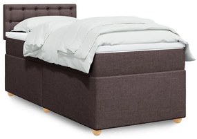 vidaXL Κρεβάτι Boxspring με Στρώμα Σκούρο Καφέ 90x190 εκ. Υφασμάτινο