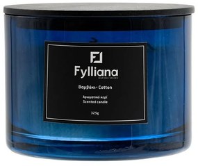Αρωματικό Κερί FL1180 Fylliana &quot;Βαμβάκι&quot; σε Γυάλινο Βάζο Μπλέ Φ8x10,5 εκ. 8x8x10.5 εκ.