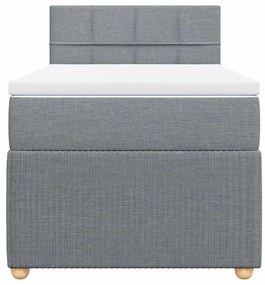 vidaXL Κρεβάτι Boxspring με Στρώμα Ανοιχτό Γκρι 90x190 εκ. Υφασμάτινο
