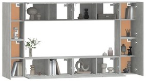 vidaXL Σετ Επίπλων Τηλεόρασης 8 Τεμαχίων Γκρι Σκυρ. Επεξεργασμένο Ξύλο