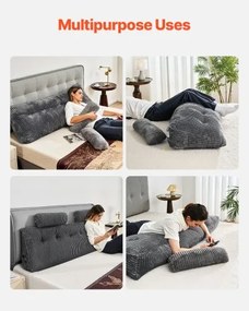 VEVOR Headboard Pillow King Wedge Headboard Pillow with 2 Pockets &amp; Headrests