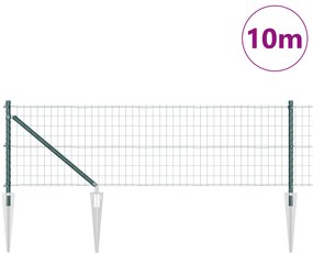vidaXL Ευρωπαϊκός φράχτης με 7 καρφίτσες 0,4x10 μ από γαλβανισμένο ατσάλι Πράσινος