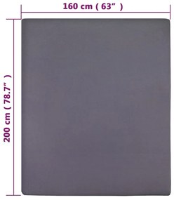 Σεντόνια Με Λάστιχο 2 τεμ. Ανθρακί 160x200 εκ. Βαμβακερό Ζέρσεϊ - Ανθρακί