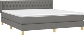 vidaXL Κρεβάτι Boxspring με Στρώμα Σκούρο Γκρι 180x200 εκ Υφασμάτιν