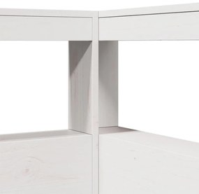 Κρεβάτι Βιβλιοθήκη Χωρίς Στρώμα Λευκό 135x190 εκ Μασίφ Πεύκο - Λευκό