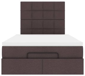 vidaXL Ottoman Κρεβάτι με Στρώμα Σκούρο Καφέ 120x200cm Ύφασμα