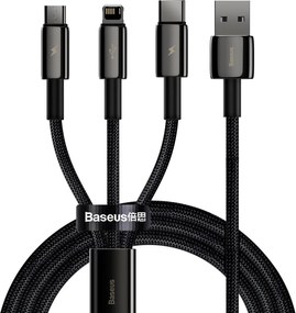 BASEUS Cable 3 in 1, USB-A to Lightning + USB-C + Micro USB, 1.5 m, 3.5A, Tungsten Gold, CAMLTWJ-01 black