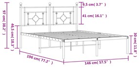 Πλαίσιο Κρεβατιού με Κεφαλάρι Λευκό 140x190 εκ. Μεταλλικό - Λευκό