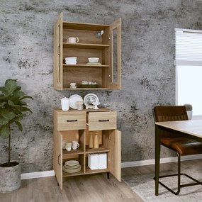 vidaXL Ντουλάπι Sonoma δρυς 69,5 x 34 x 180 εκ. από Επεξεργασμένο Ξύλο