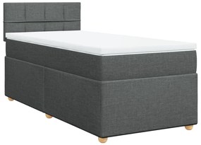 vidaXL Κρεβάτι Boxspring με Στρώμα Σκούρο Γκρι 80x200 εκ. Υφασμάτινο