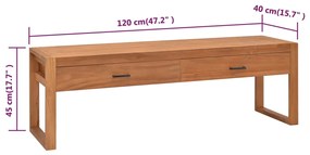 Έπιπλο Τηλεόρασης 120 x 40 x 45 εκ. από Μασίφ Ξύλο Teak - Καφέ