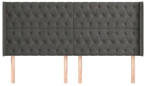 Κεφαλάρι με Πτερύγια Σκούρο Γκρι 203x16x118/128 εκ. Βελούδινο 3119983
