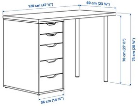 LAGKAPTEN/ALEX γραφείο, 120x60 cm 094.169.62