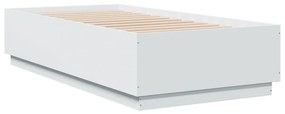 vidaXL Πλαίσιο Κρεβατιού με LED Λευκό 90 x 190 εκ. από Επεξ. Ξύλο