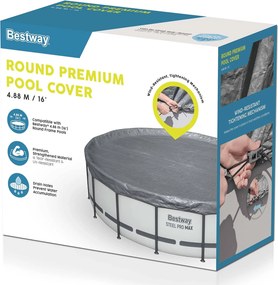 Bestway Κάλυμμα Πισίνας Ø4,88 μ Γύρος Πολυεστέρας Γκρι