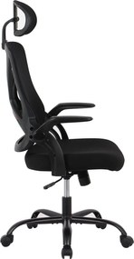 BF2040 Πολυθρόνα Γραφείου Διευθυντή - Ύφασμα &amp; Mesh Μαύρο, Μεταλλική KD βάση   1τμχ