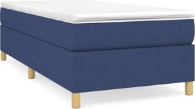 vidaXL Κρεβάτι Boxspring με Στρώμα Μπλε 90x190 εκ.Υφασμάτινο