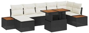 vidaXL Σέτ φαγητού για κήπο με μαξιλάρι 8 pcs Μαύρο, Μπεζ